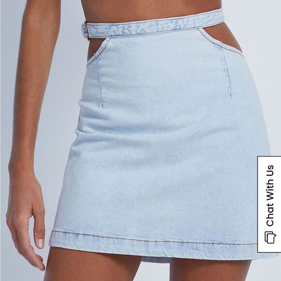 WEWOREWHAT Denim Cut Out Mini Skirt M - Picture 12 of 12
